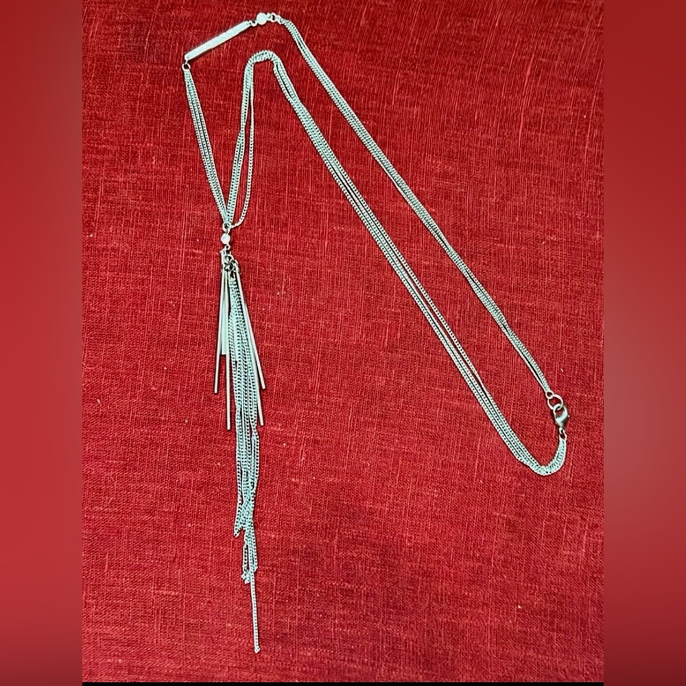 Dramatic 3-Strand Silver Tone Tassel Necklace
28” + 8” Tassel